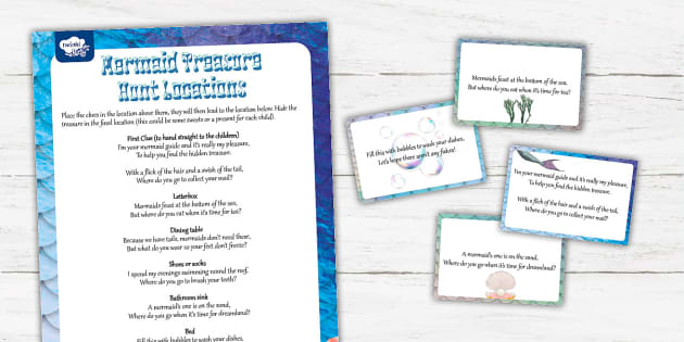 Mermaid Treasure Hunt Clue Cards | Twinkl Party - Twinkl