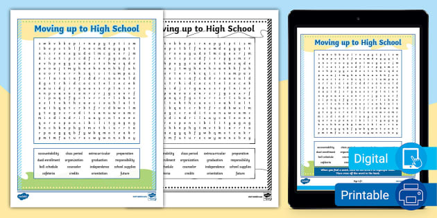 Eighth Grade Moving up to High School Word Search - Twinkl