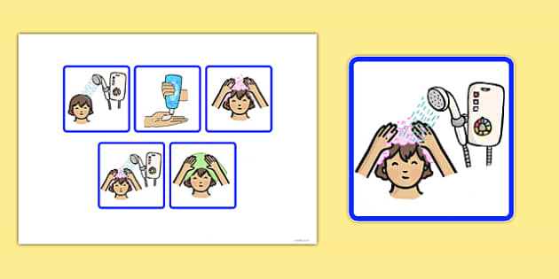 5 Step Sequencing Cards Washing Hair Sequencing Cards Hair