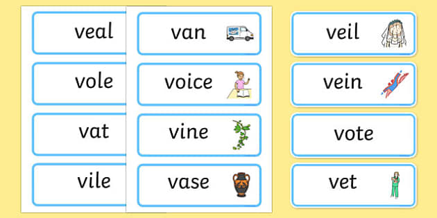 v initial words for speech therapy