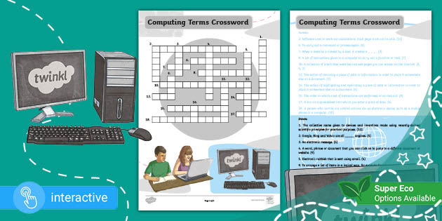 Computing Terms Crossword for Ages 7-11 (teacher made)