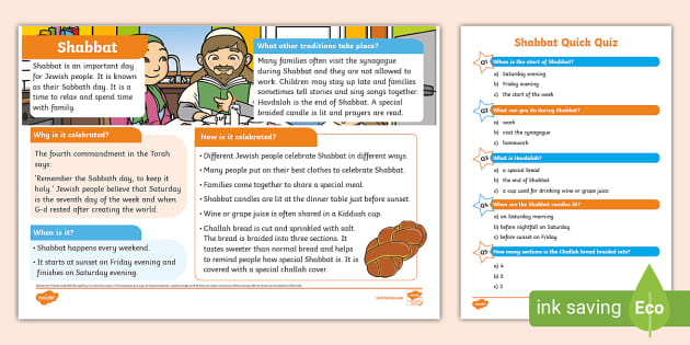 Shabbat Fact File and Quick Quiz Pack - Twinkl - KS1