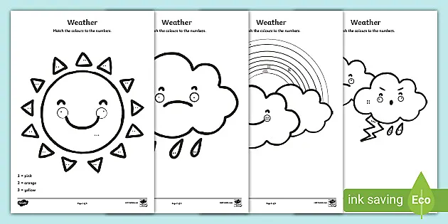 weather color by number counting worksheet worksheet
