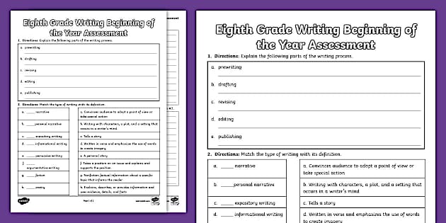 Eighth Grade Beginning of the Year ELA Writing Assessment