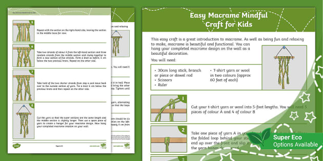 Easy Macrame Craft for Kids (teacher made) - Twinkl