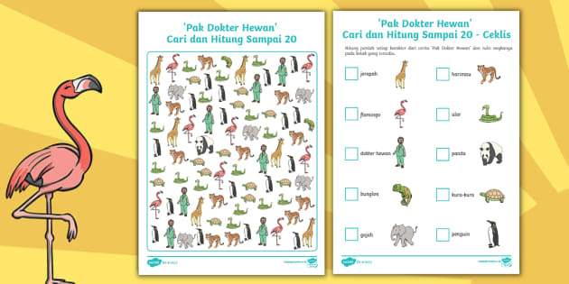 Ayo Cari dan Hitung Karakter 'Pak Dokter Hewan' Sampai 20
