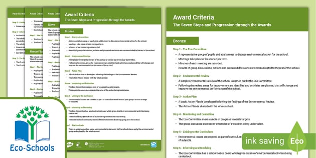 FREE! - Eco-Schools NI: Awards Criteria (teacher Made)