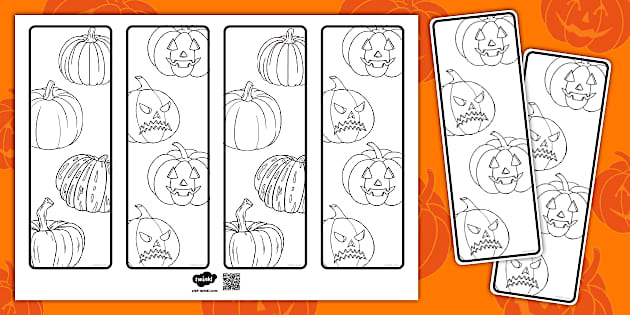 Autumn Pumpkin Colouring Bookmarks - Twinkl