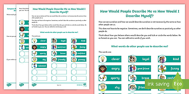 How Would People Describe Me? vs How Would I Describe Myself? Worksheet