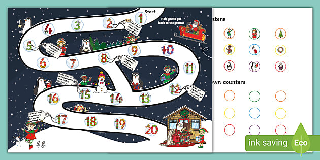 Christmas Board Game: English ESL worksheets pdf & doc