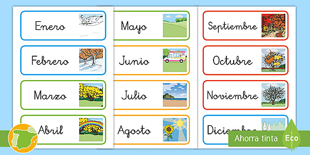 Editable Tarjetas de vocabulario: Los meses del año