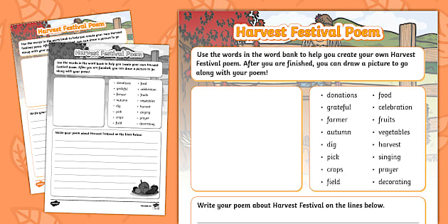 KS1 Harvest Festival Poem Writing Template (teacher made)