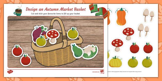 Autumn Market Basket Cutting Skills Activity, (teacher made)