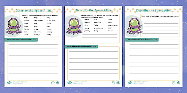 Describe the Space Alien Writing Activity (teacher made)