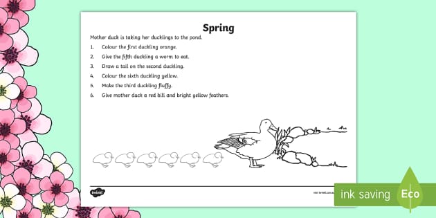 spring colouring worksheet