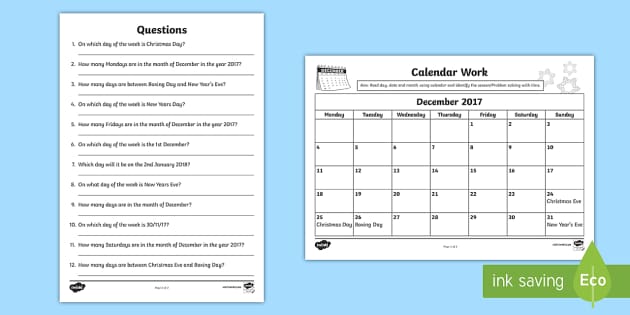 calendar problem solving ks1