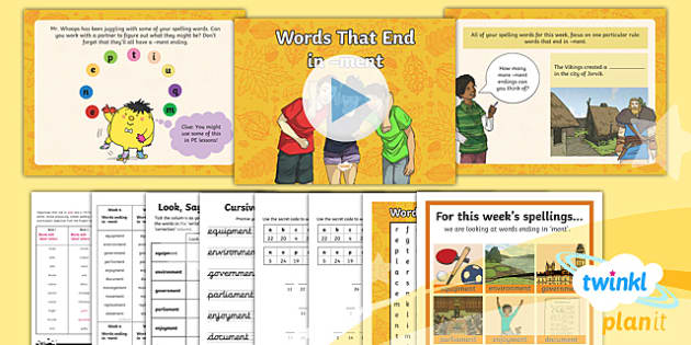 PlanIt Y5 Term 1B W4: 'ment' Endings Spelling Pack - Twinkl