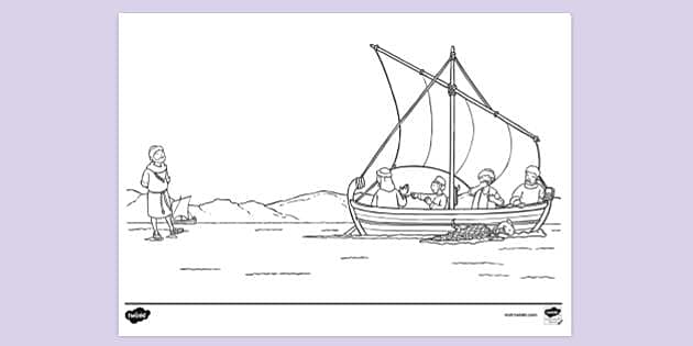 biblical fishing boat coloring pages
