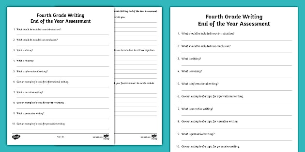 Fourth Grade End of the Year ELA Writing Assessment - Twinkl