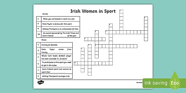 Irish Women in Sport Crossword (Teacher Made) Twinkl