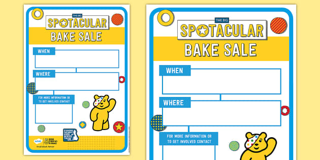 * NEW * BBC Children In Need Bake Sale Poster - Pudsey, Blush, CiN ...