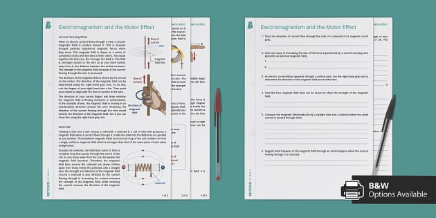 Electromagnetism and the Motor Effect Reading Comprehension