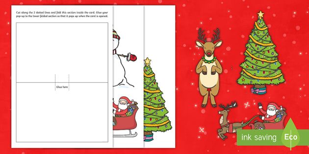 Pop-Up Christmas Card Template/Christmas Card Blank Template