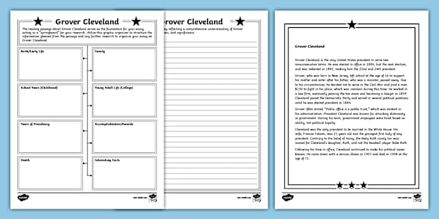 Eighth Grade Grover Cleveland Organizer and Essay Writing Page