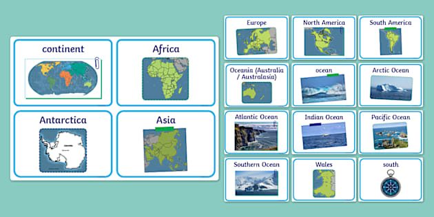 Geo Wonderers KS1: Continents and Oceans Key Vocabulary Cards