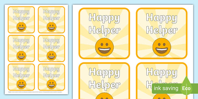 Happy Helper Badges, Helpful In The Classroom (teacher made)