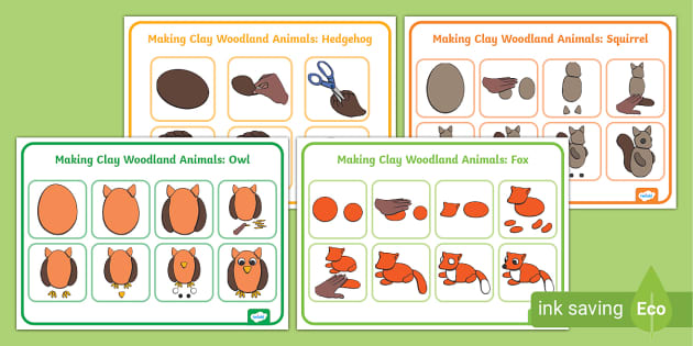 Making Clay Woodland Animals Activity Cards (teacher made)