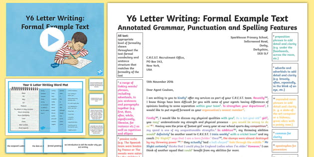 Y6 Letter Writing KS2: Formal Model/Example Text