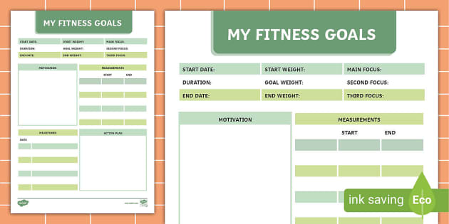 My Fitness Goals - Planner Insert