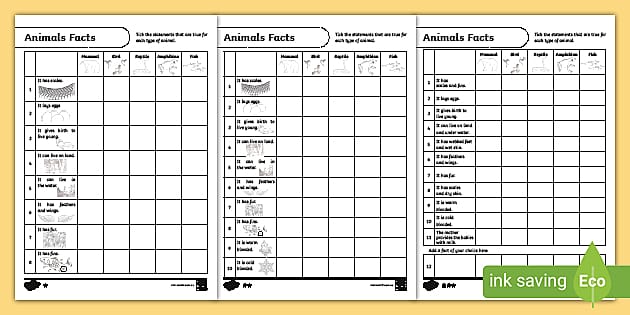Classifications of Animals | Worksheet | Species | Twinkl