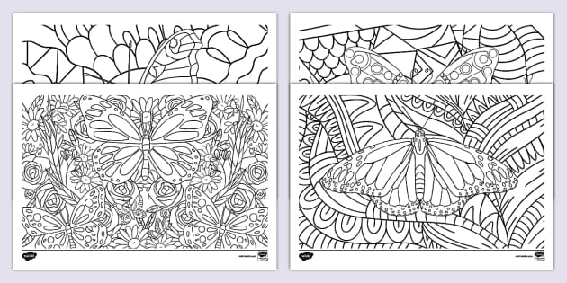 Butterfly Mindfulness Colouring Pages - Twinkl - KS1