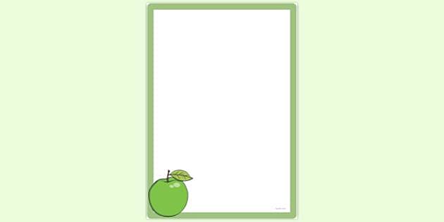 Simple Blank Green Apple Page Border | Page Borders | Twinkl