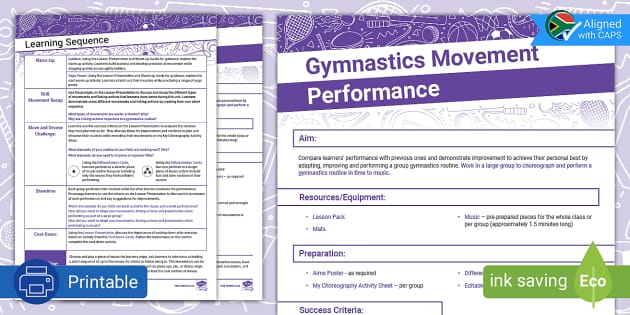 Grade 6 Gymnastics Movement Assessment Unit Lesson Plan