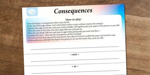 Consequences Story Game Twinkl Party professor Feito consequences-story-game-twinkl-party-professor-feito