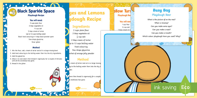 Playdough Bear Busy Bag Prompt Card and Resource Pack