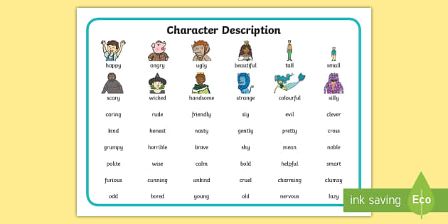 EYFS/KS1 Character Description Word Mat (teacher made)