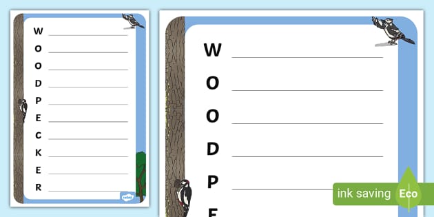 Woodpecker Acrostic Poem Template - Twinkl