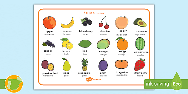 Fruit Word Mats English Spanish Teacher Made