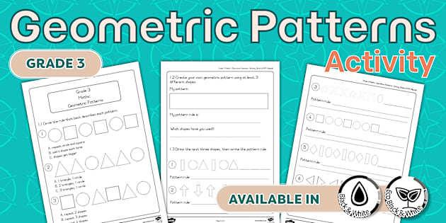 Grade 3 Maths - Geometric Patterns - Actvity Sheet (CAPS Aligned)