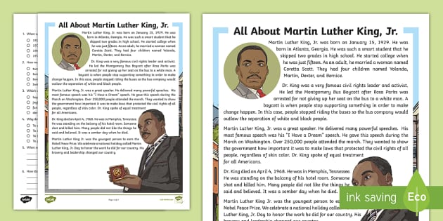 Martin Luther King Lyrics PDF — Children Songs - Learn English and
