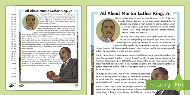 Martin Luther King Jr., Reading Comprehension