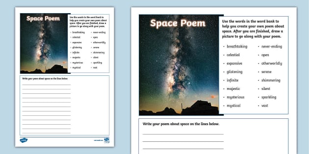 Space Poem Writing Template (teacher made) - Twinkl