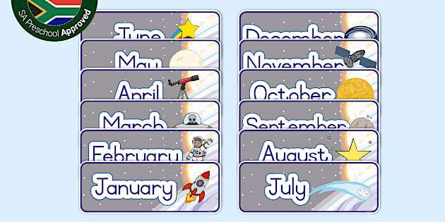 Space-Themed Months of the Year Display Banners - Twinkl