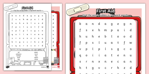 First Aid Word Search (teacher-made) - Twinkl