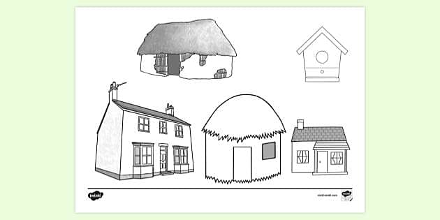 Hand drawn cartoon different houses, buildings. Line sketch, doodle ve By  Microvector | TheHungryJPEG