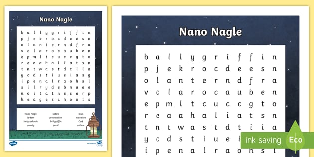 Nano Nagle Word Search (teacher made) - Twinkl